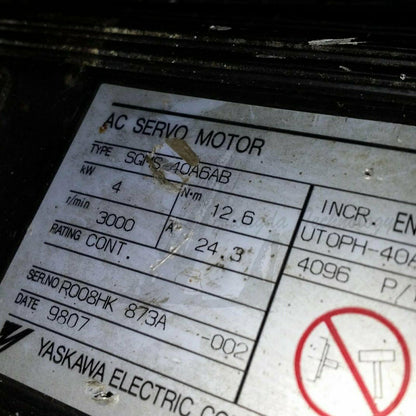 Used Yaskawa 4KW servo motor SGMS-40A6AB good - YASKAWA