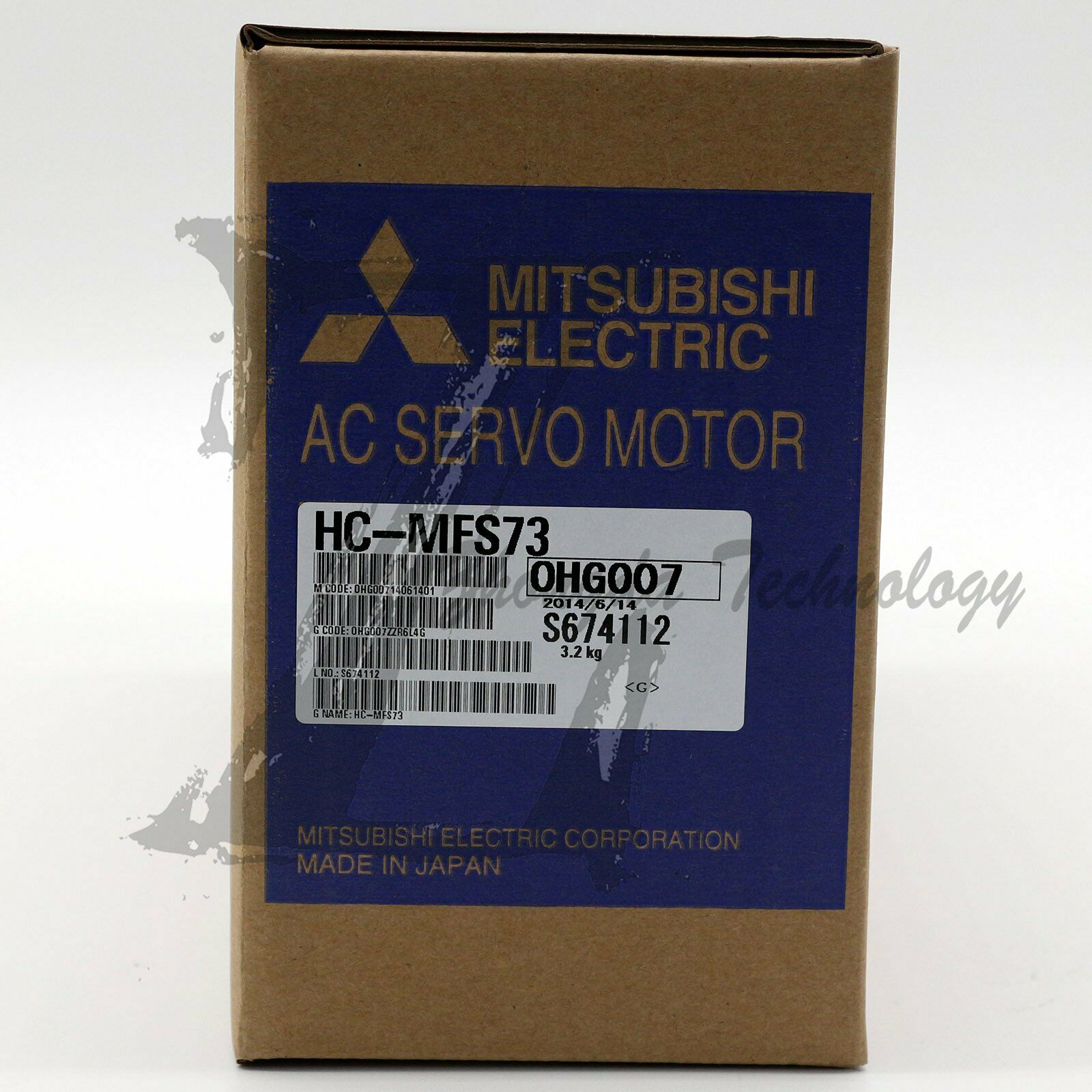 Mitsubishi Servo Motor 0.75 kW 200 V & 400 V 18 A 4500 rpm 2.4 Nm HC-MFS73