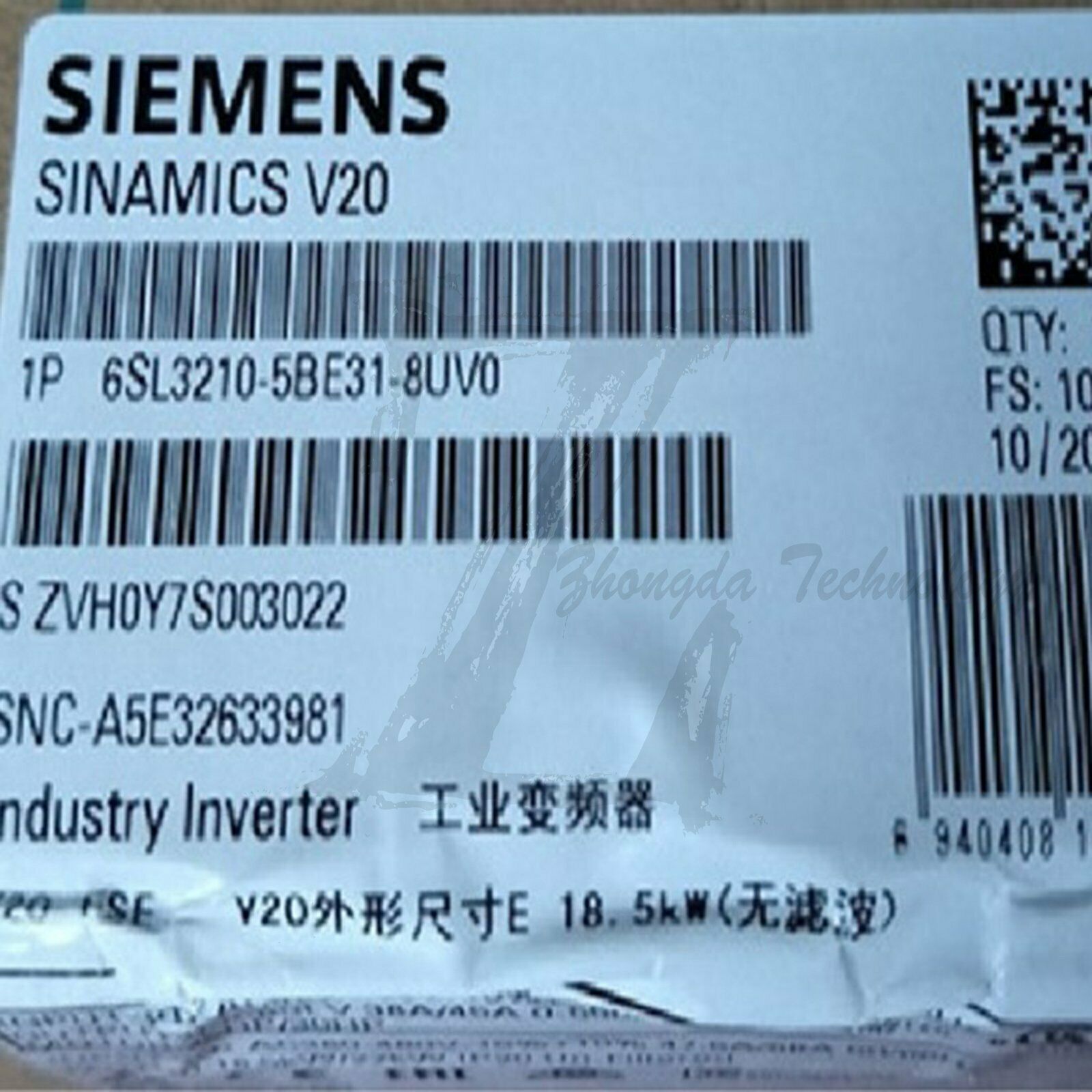 New Siemens inverter 6SL3210-5BE31-8UV0