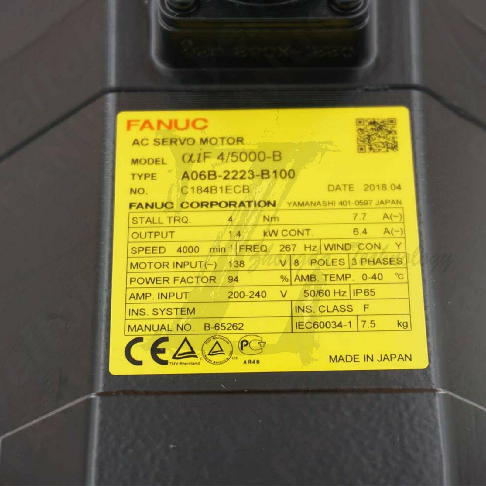 Used AC SERVO MOTOR MDL Ai4/4000, ST, SLK, a1000 A06B-0223-B100 - FANUC