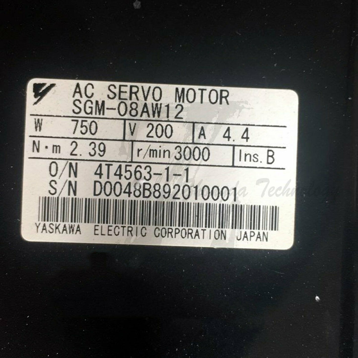 Used Yaskawa AC servo motor SGM-08AW12 good - YASKAWA