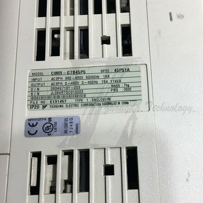 Used Yaskawa Inverter CIMR-G7B45P5 G7 5.5KW 380V - YASKAWA