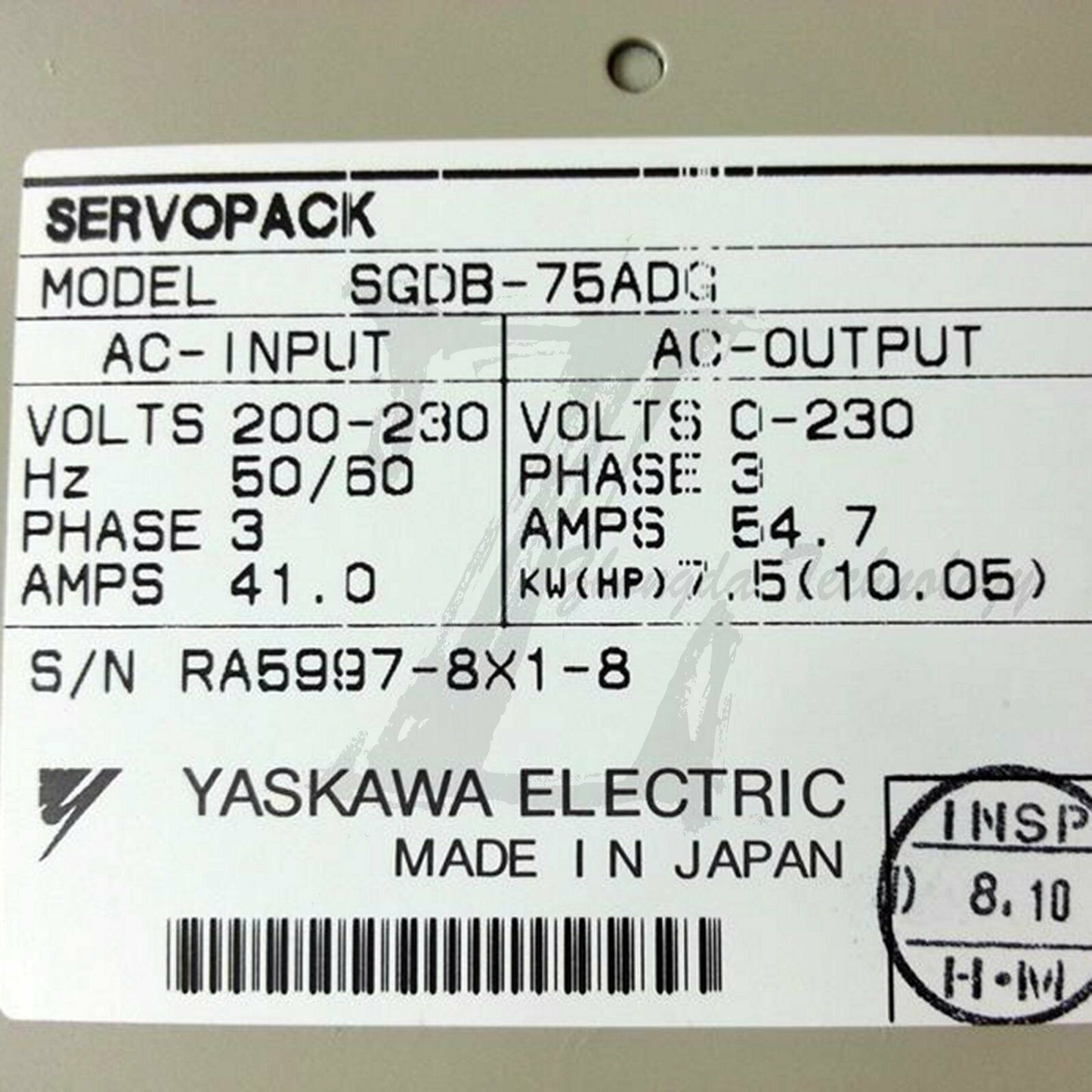 Used Yaskawa Servo Drive SGDB-75ADG Tested In Good Condition - YASKAWA