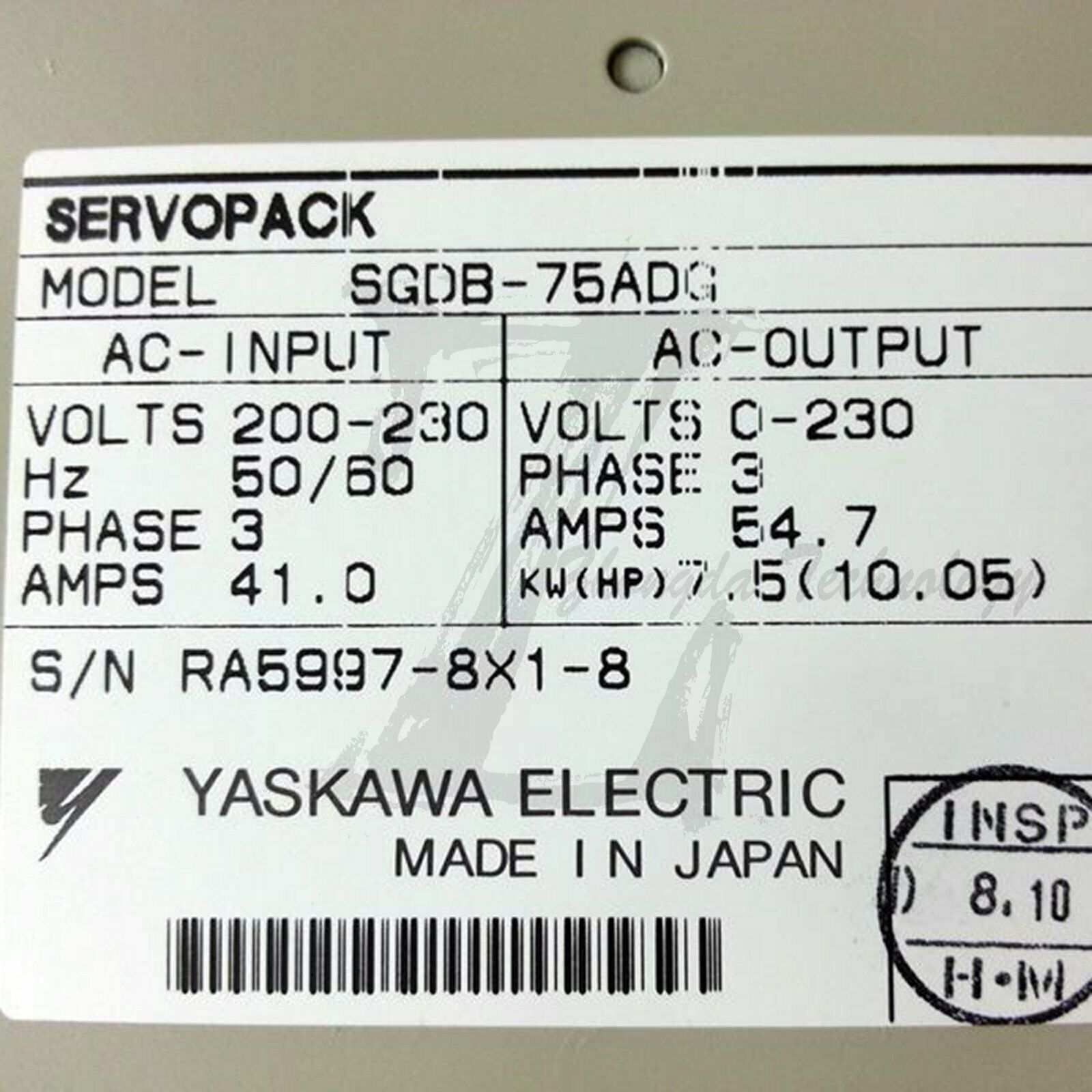 Used Yaskawa Servo Drive SGDB-75ADG Tested In Good Condition - YASKAWA