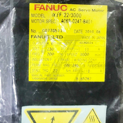 New fanuc AC SERVO MOTOR MDL Ai22/3000, BRK, i1000 A06B-0247-B401 - FANUC