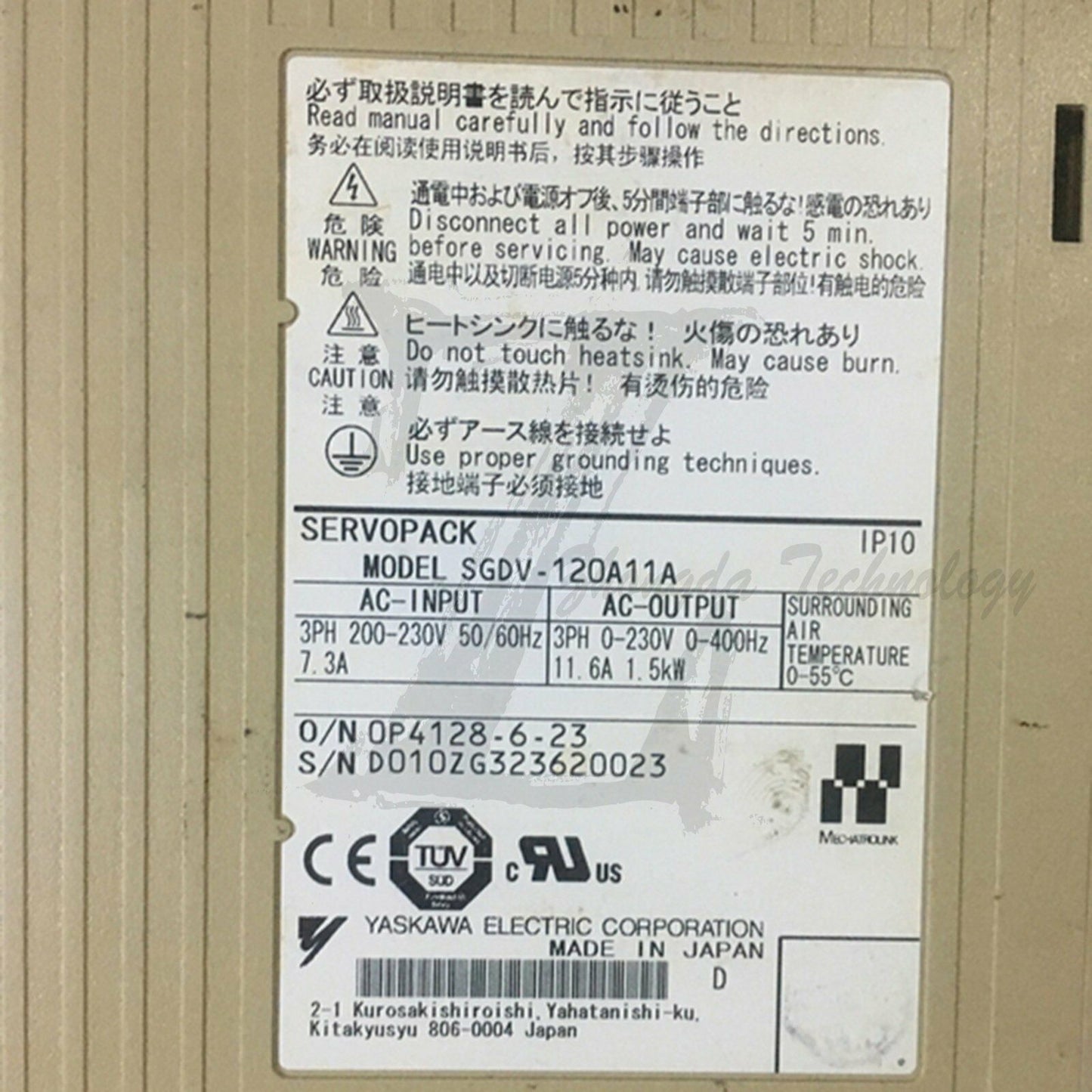 Yaskawa servo drive SGDV-120A11A 1.5KW tested it in good condition - YASKAWA