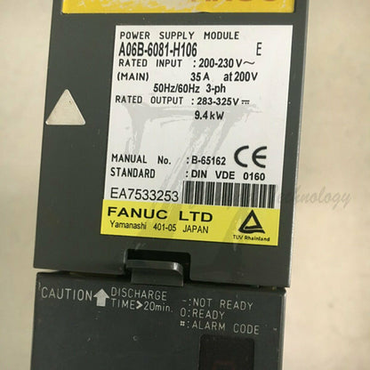 Used fanuc ALPHA POWER SUPPLY MODULE MDL PSMR-5.5 A06B-6081-H106 - FANUC