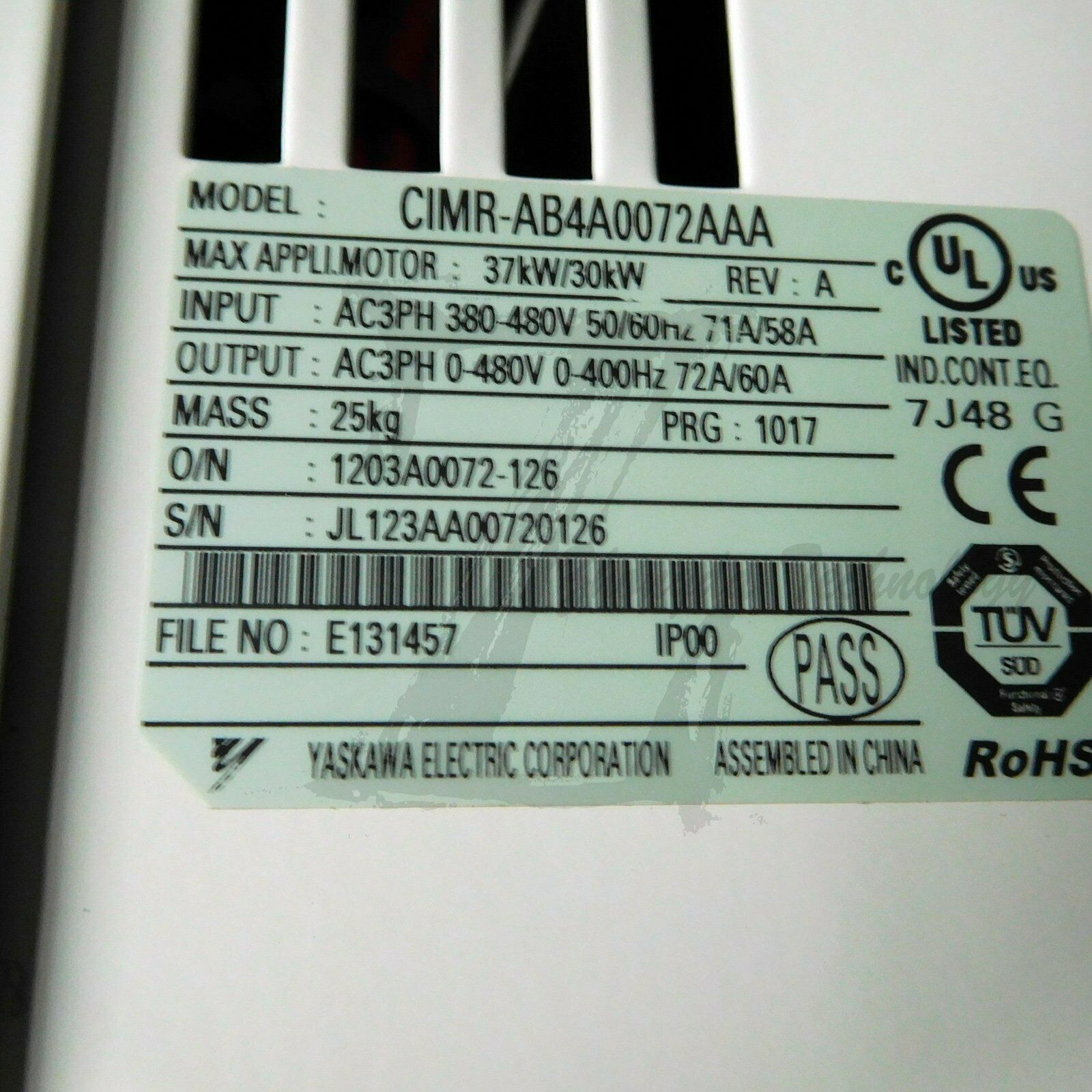 Used Yaskawa Inverter A1000 37KW/30KW CIMR-AB4A0072AAA - YASKAWA