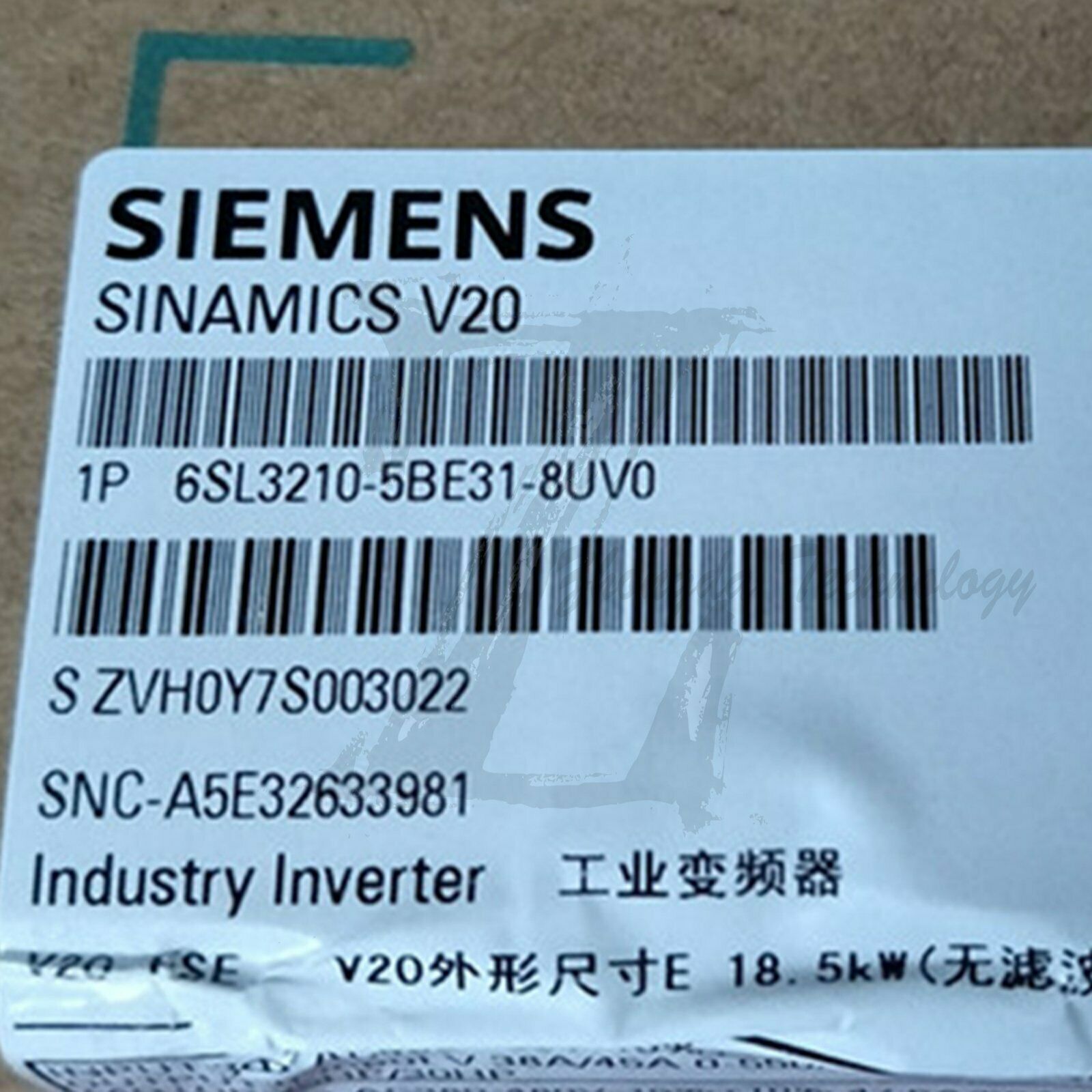 New Siemens inverter 6SL3210-5BE31-8UV0