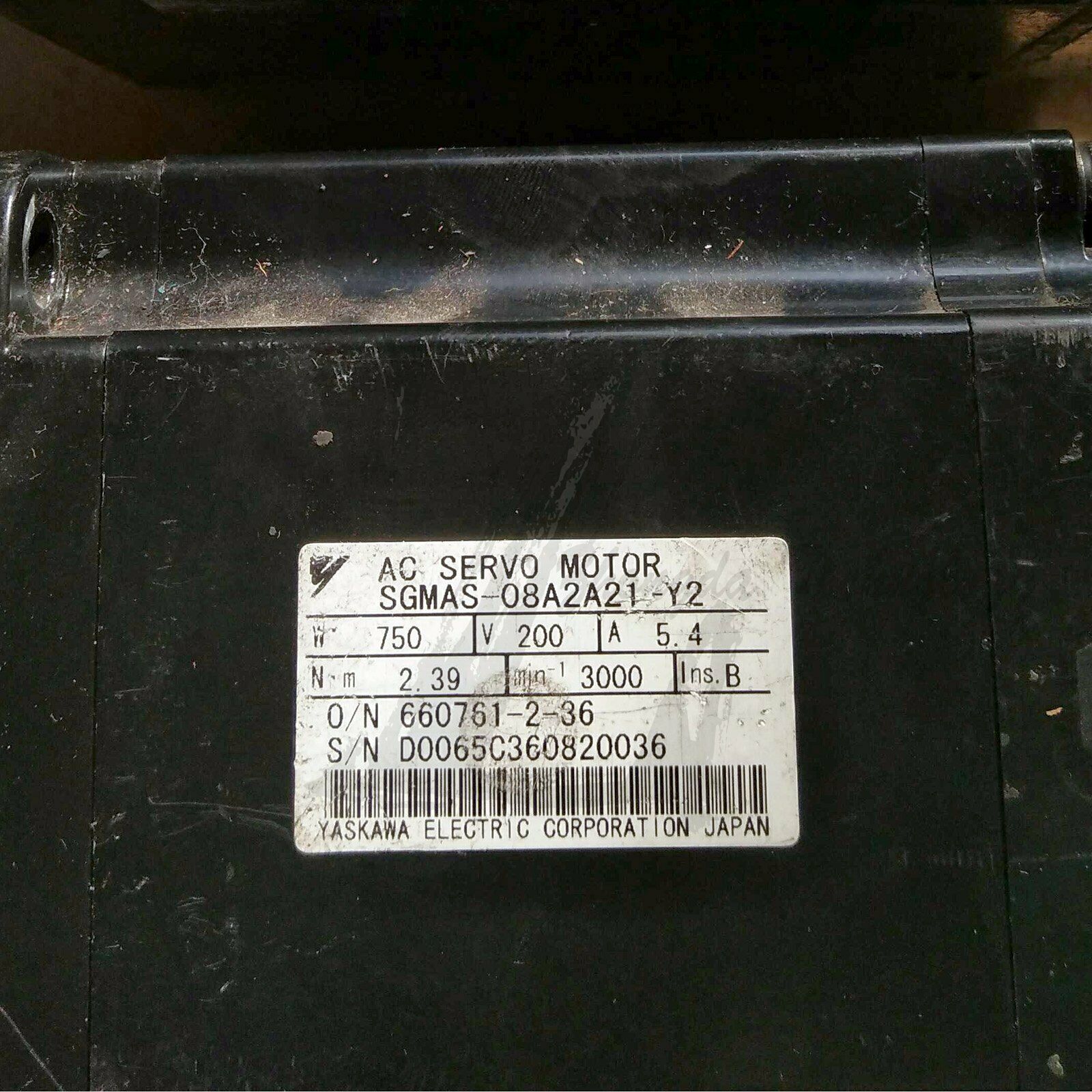 Used Yaskawa Servo Motor SGMAS-08A2A21-Y2 Tested In Good Condition - YASKAWA