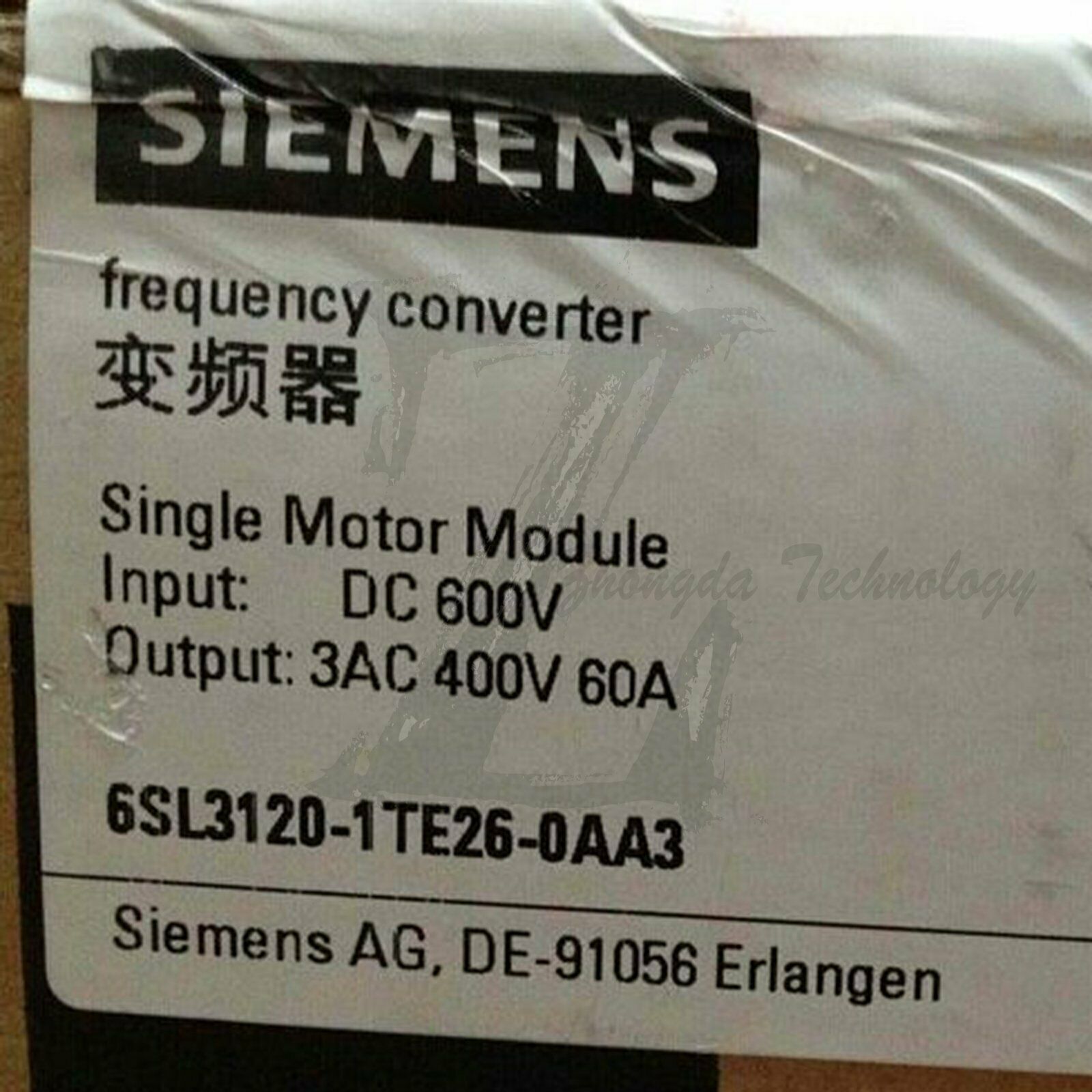 New Siemens، محرك DC، سلسلة 6SL3120، 60 أمبير 600 فولت تيار مستمر، 6SL3120-1TE26-0AA3