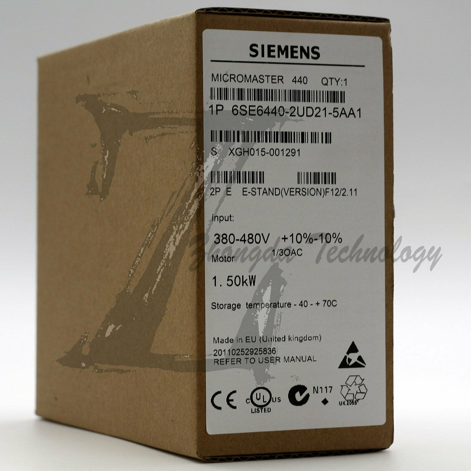 NEW Siemens Inverter Drive，1.5 kW，380 to 480 V ac，6SE6440-2UD21-5AA1
