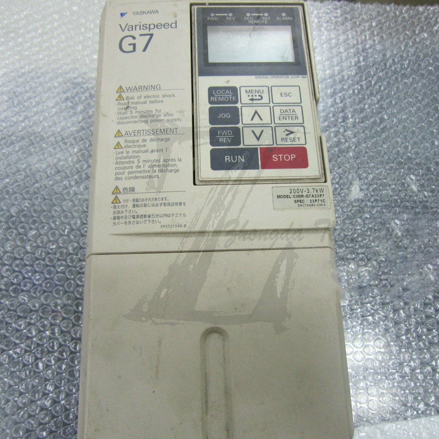 Used Yaskawa Varispeed G7 Inverter CIMR-G7A23P7 3PH 200V 3.7KW Tested Good - YASKAWA