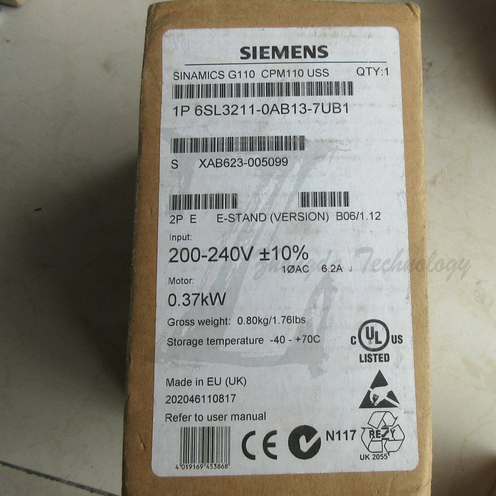 New Siemens 6SL3211-0AB13-7UB1 G110 Inverter 0.37kW 200-240V Siemens