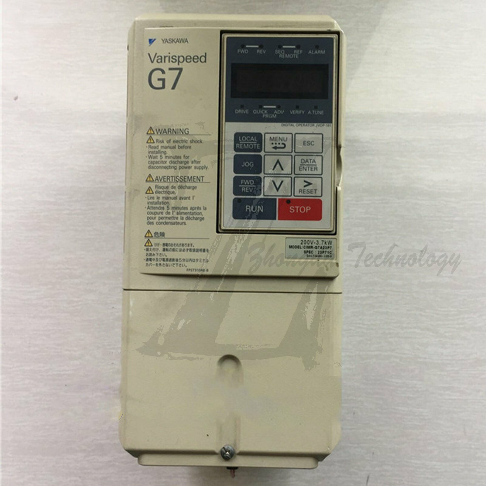 Used Yaskawa Varispeed G7 Inverter CIMR-G7A23P7 3PH 200V 3.7KW Tested Good - YASKAWA
