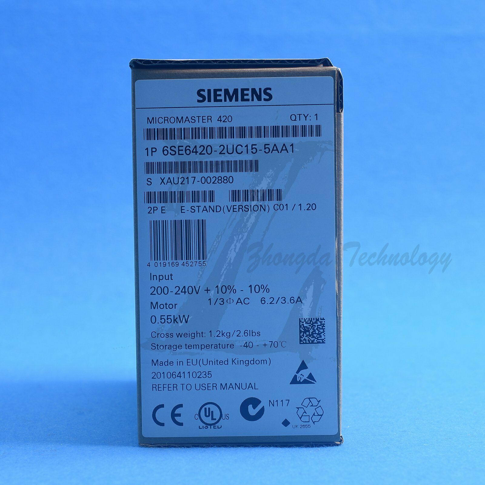 NEW Siemens 420 series inverter 6SE6420-2UC15-5AA1 0.55KW 220V