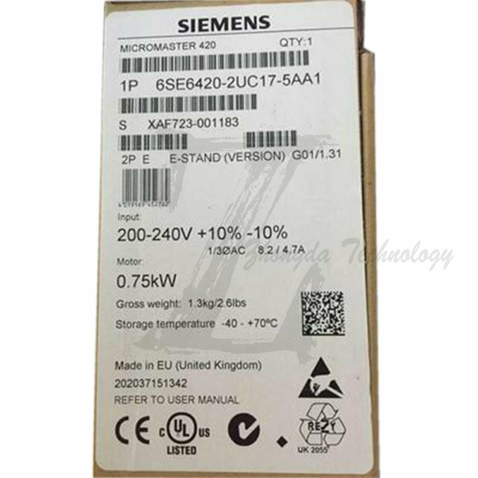 New Siemens inverter 6SE6420-2UC17-5AA1 Siemens