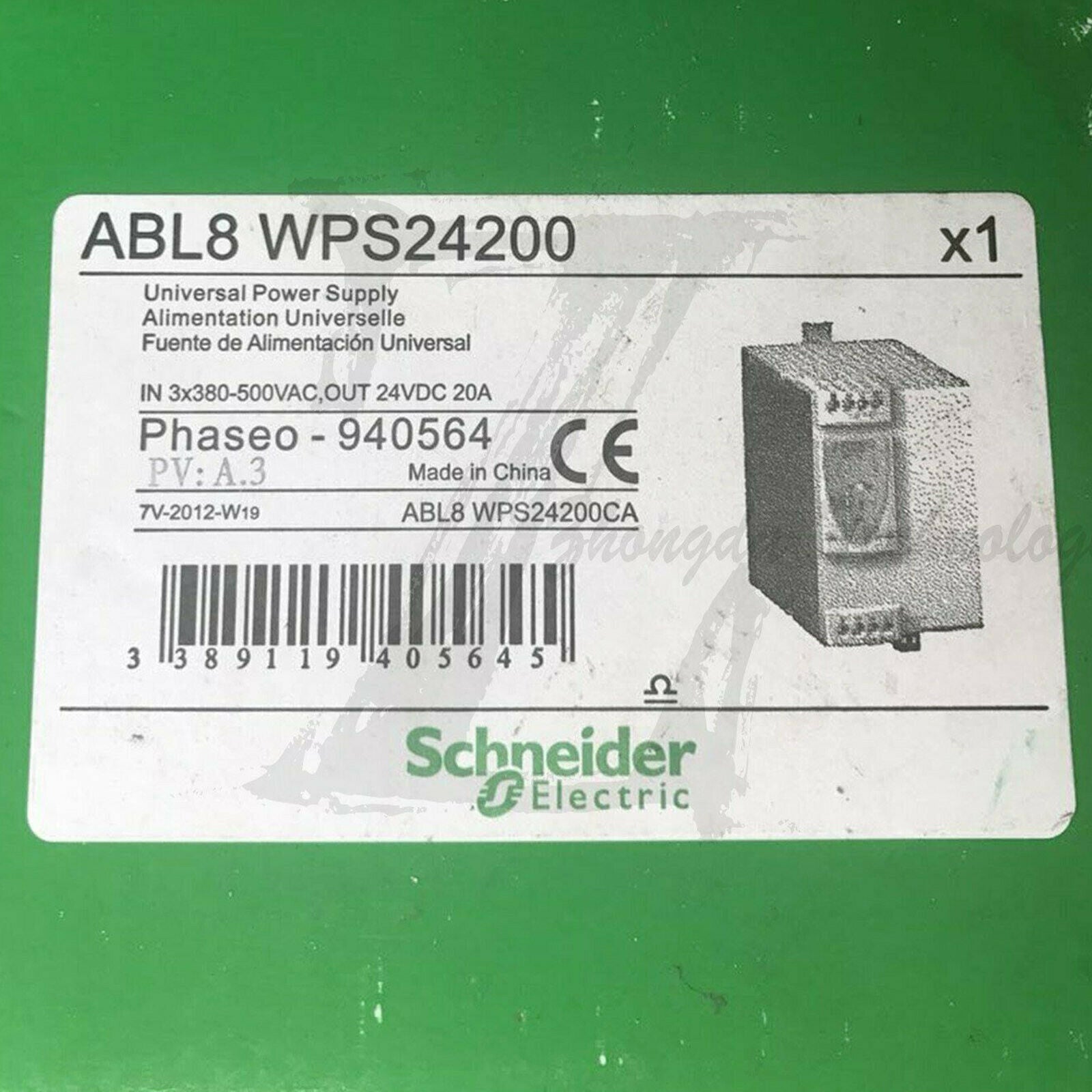 Schneider ABL8WPS24200 : Universal Switching Power Supply 3 Phase 24V 20A - SCHNEIDER