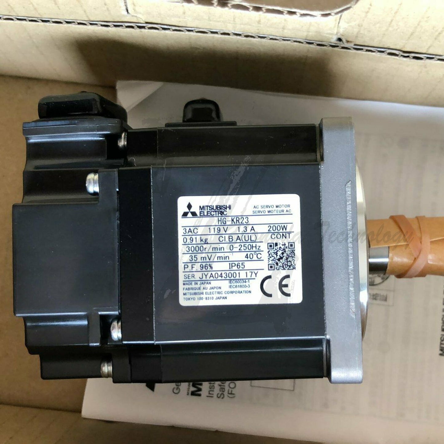 Mitsubishi Servo Motor, 200 W, 200 V, 1.3 A, 3000 rpm HG-KR23 - MITSUBISHI