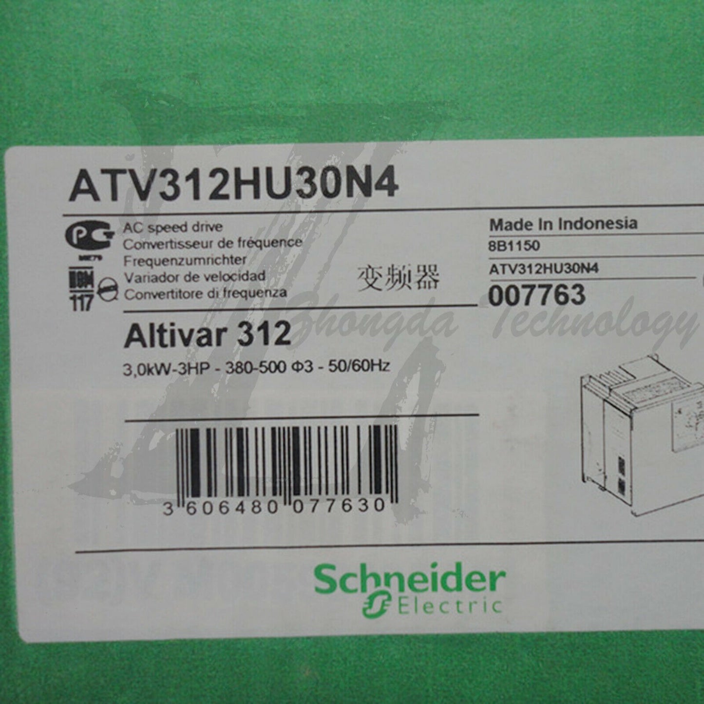 Schneider ATV312HU30N4 : Inverter 3kW - 7.1kVA - 125 W - 380..500 V - SCHNEIDER