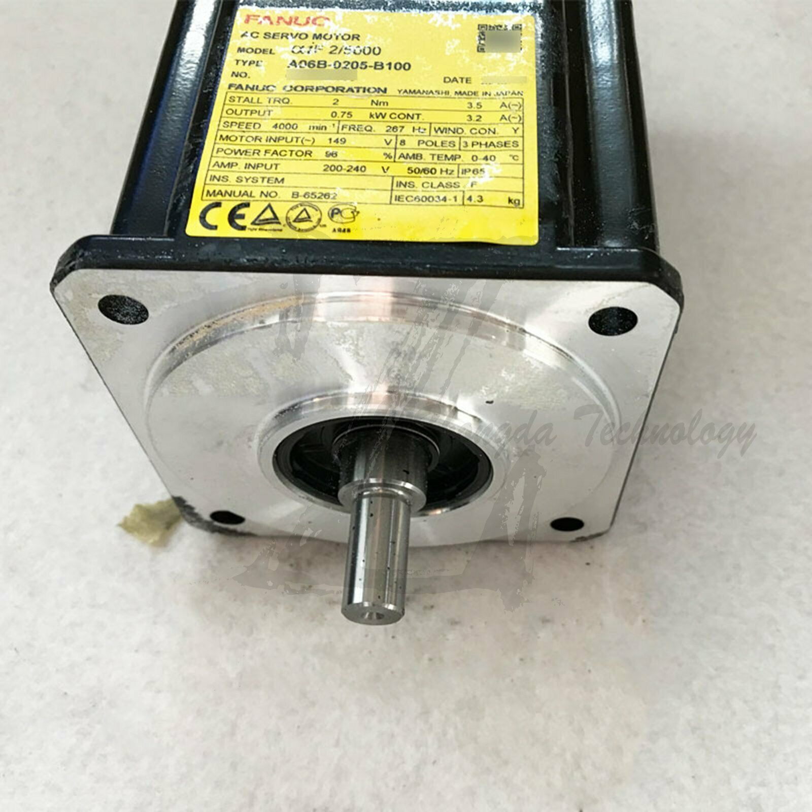 Used AC SERVO MOTOR MDL AiF2/5000, ST, SLK, a1000 A06B-0205-B100 - FANUC
