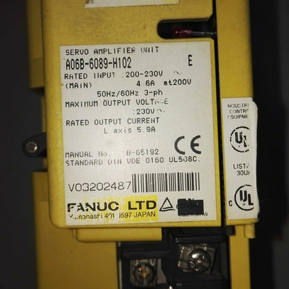 Used Fanuc ALPHA SERVO DRIVE MDL SVU 1-20, 20A，A06B-6089-H102 - FANUC