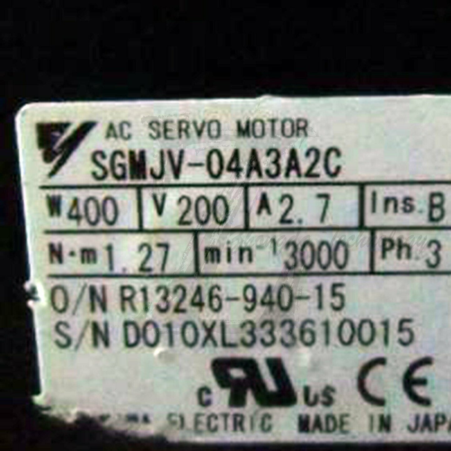 Used Yaskawa 400W servo motor SGMJV-04A3A2C good test - YASKAWA