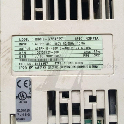 Used Yaskawa inverter G7 380V 3.7KW CIMR-G7B43P7 Tested In Good Condition - YASKAWA