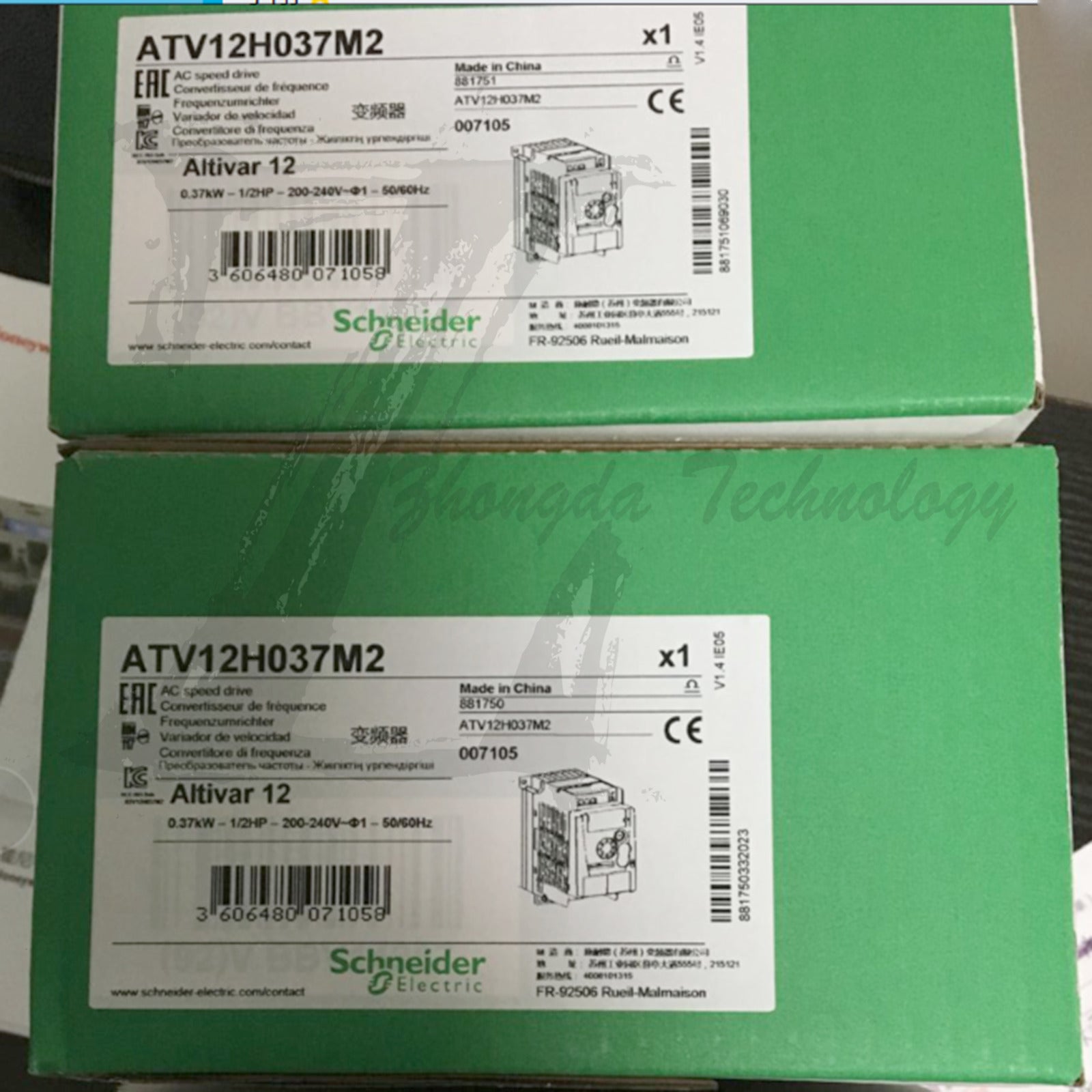 New Schneider ATV12H037M2 inverter 0.37kW-0.55hp-200.240V-1ph with heat sink - SCHNEIDER