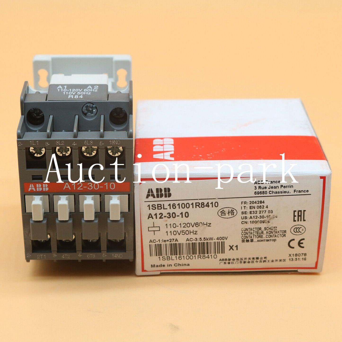 ABB A12-30-10 3 Pole Contactor for 110V 5.5KW Applications - ABB