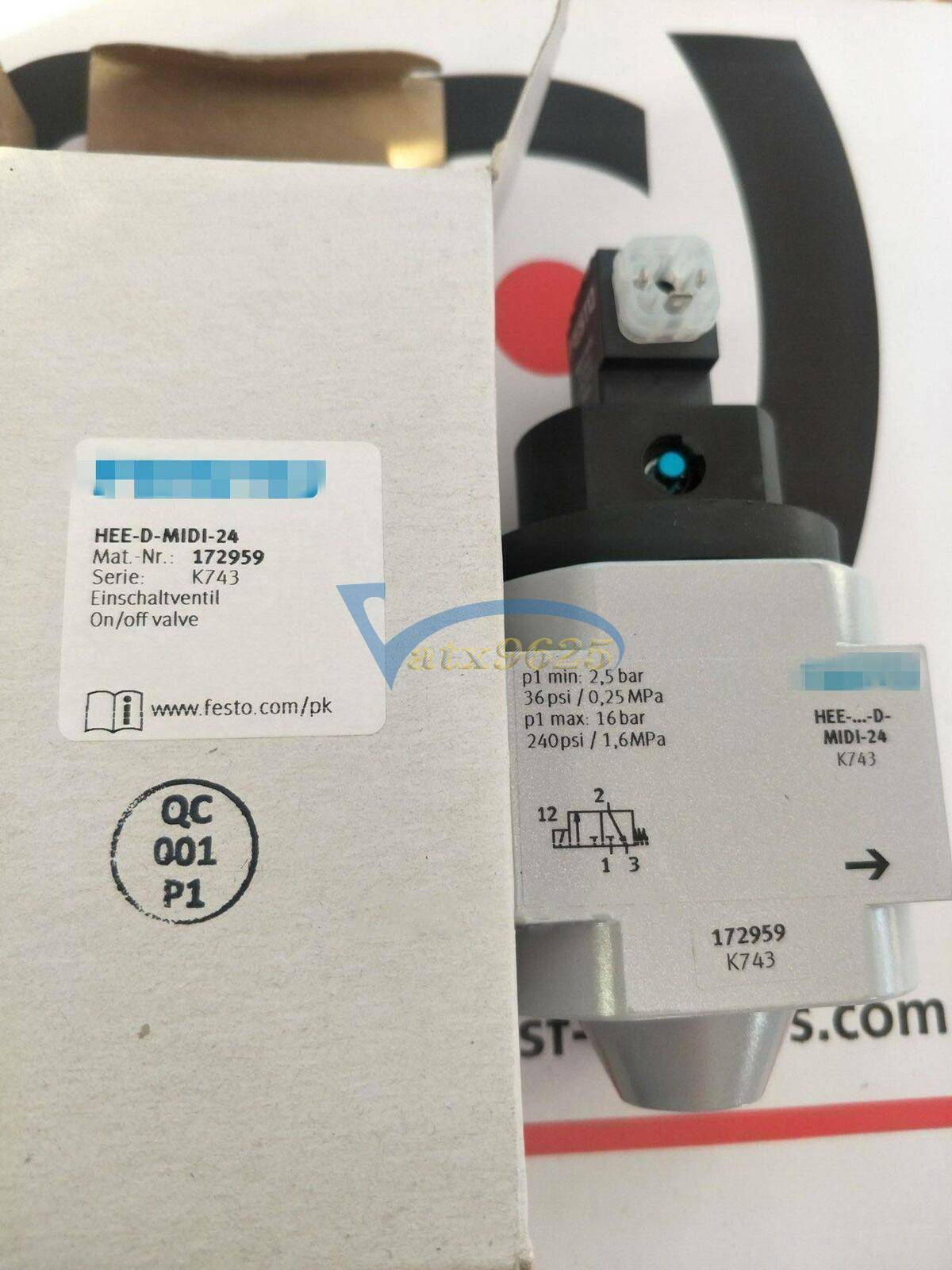 Festo HEE-D-MIDI-24 On/Off Valve - New In Box - FESTO