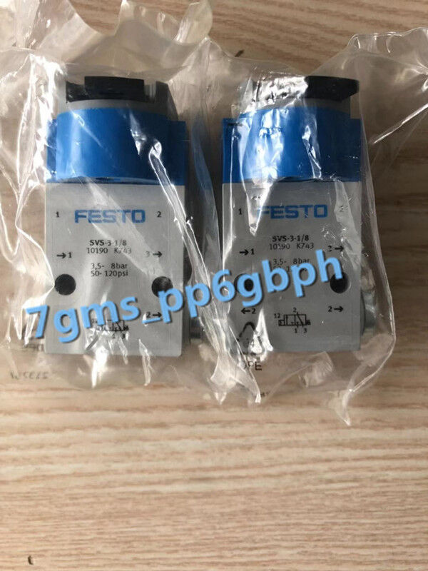 Festo SVS-3-1/8 10190 - 1 PC New Pneumatic Valve in Box - FESTO