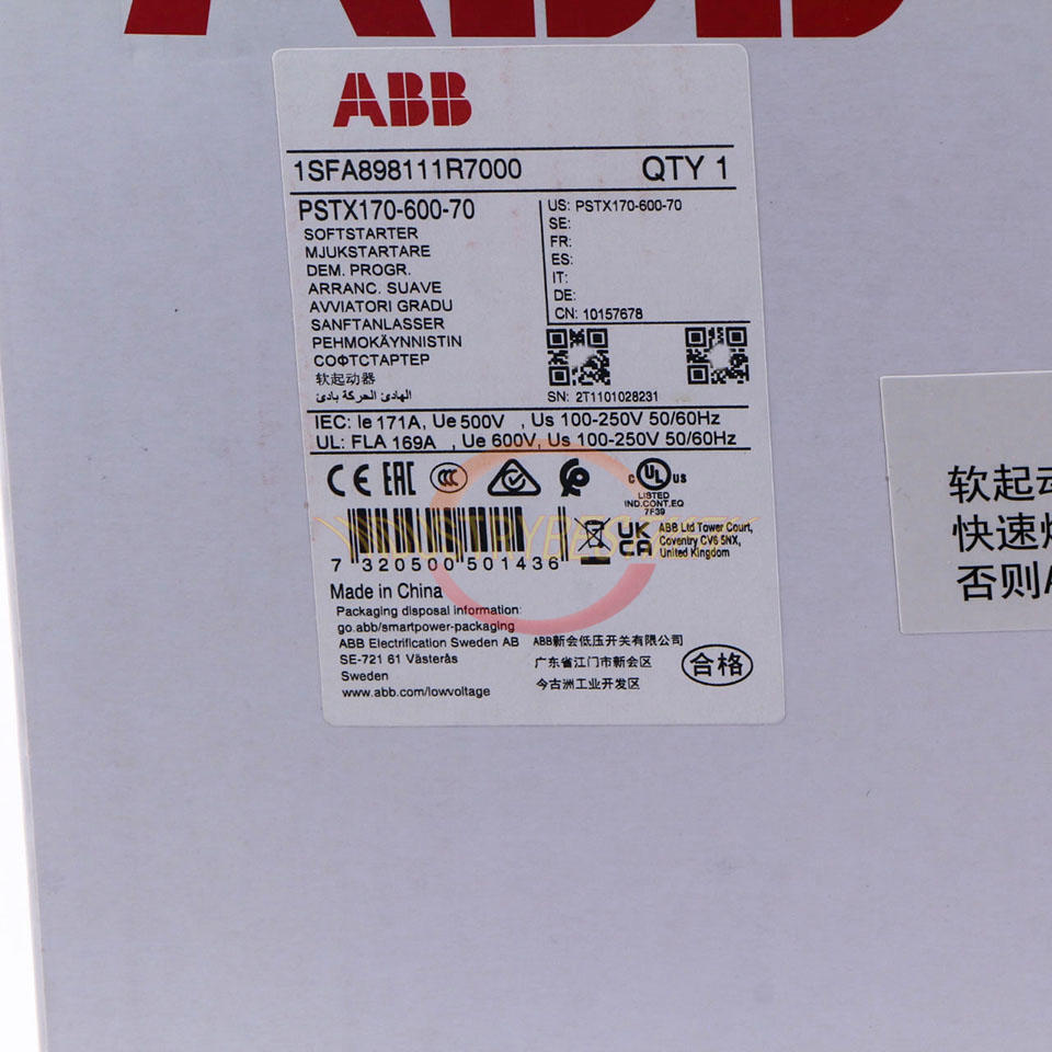 ABB PSTX170-600-70 Soft Starter - 1PC, New Condition - ABB