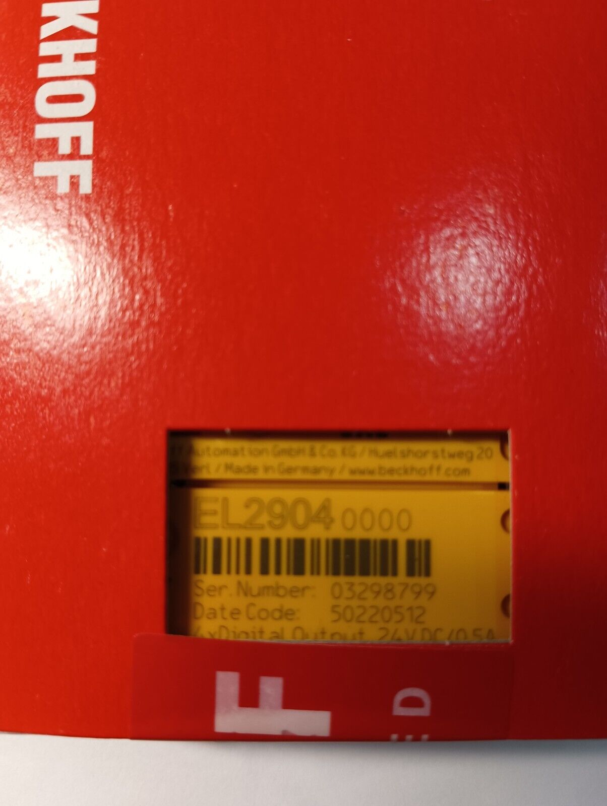 Beckhoff EL2904 0000: 4-Channel Digital Output Module - BECKHOFF