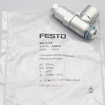 New Festo HGL-1/4-B Piloted Check Valve - 1pc - FESTO