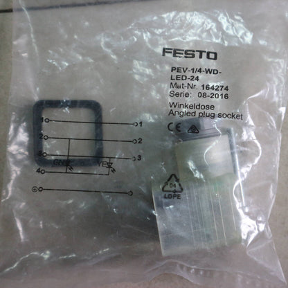 Festo PEV-1/4-WD-LED-24: Compact Solenoid Valve with LED Indicator - FESTO