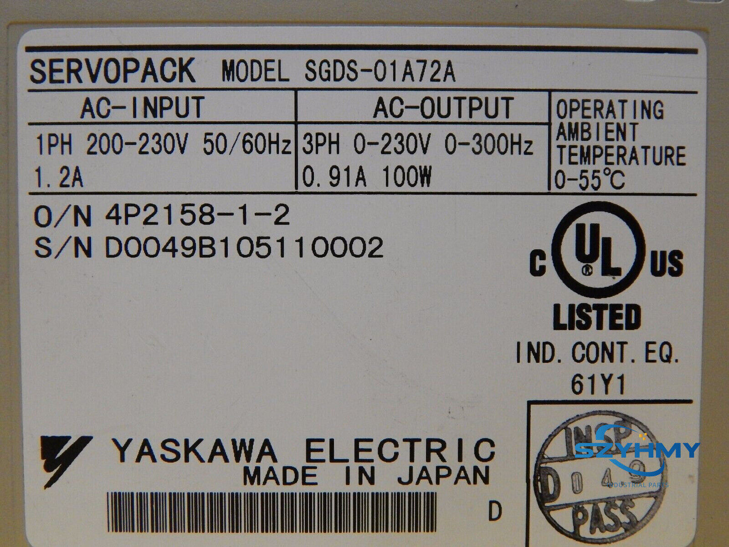 Yaskawa SGDS-01A72A Servo Drive - Reliable Motion Control - YASKAWA