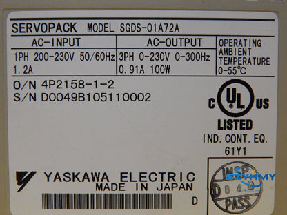 Yaskawa SGDS-01A72A Servo Drive - Reliable Motion Control - YASKAWA