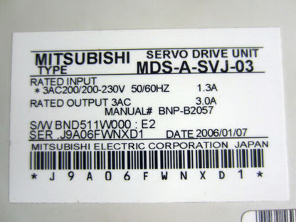 Mitsubishi MDS-A-SVJ-03 Servo Drive - New In Box - MITSUBISHI